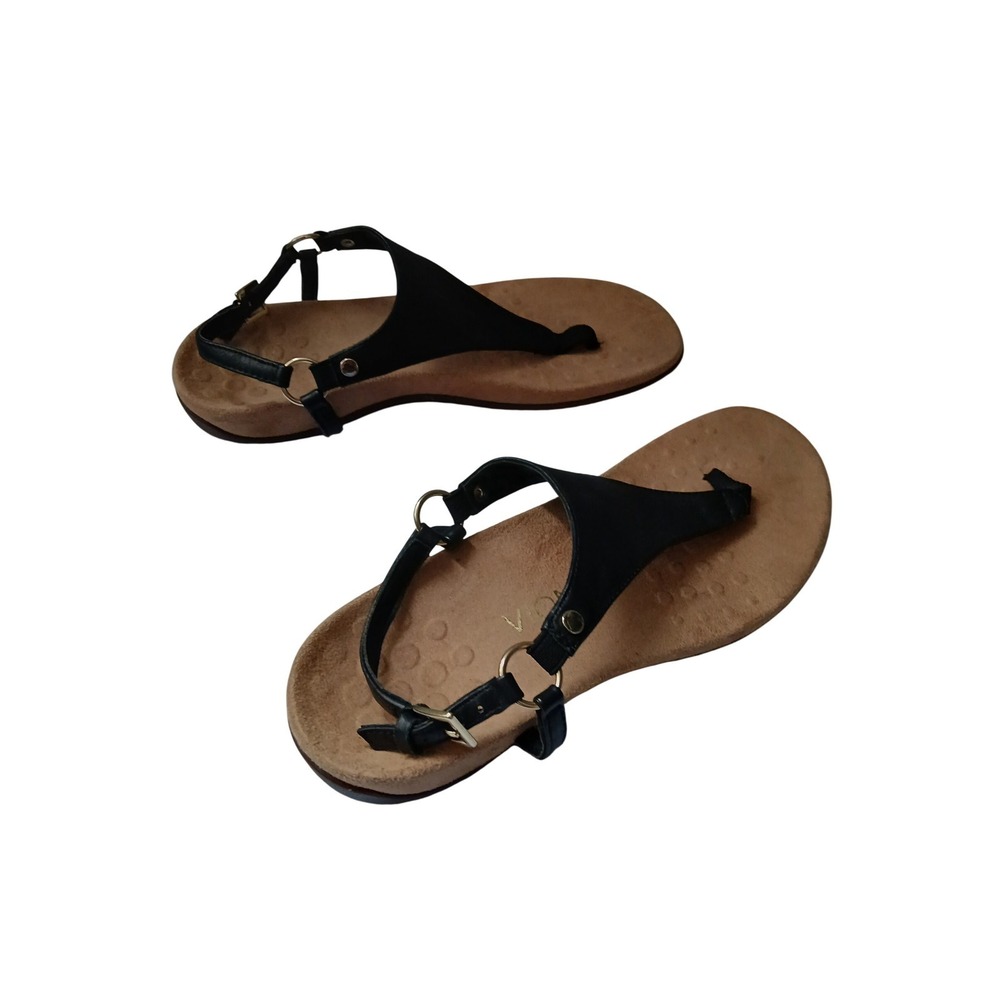 Vionic Kirra Thong Sandals Black Leather Adjustable Strap Comfort Women Size 8 - Picture 5 of 7